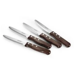 Tramontina Porterhouse 4 Pc Steak Knife Set - Rounded- Hardwood Handles