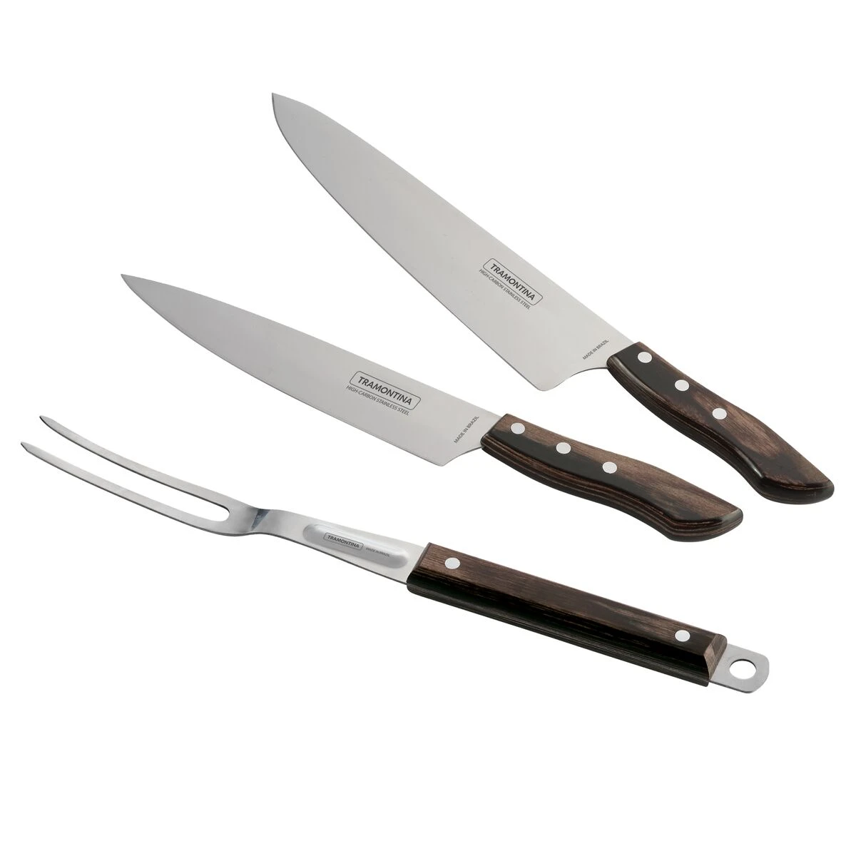 Tramontina Churrasco BBQ 3 Pc Chef Knives And Grill Fork Set 8 Tramontina Churrasco BBQ 3 Pc Chef Knives And Grill Fork Set - Image 6