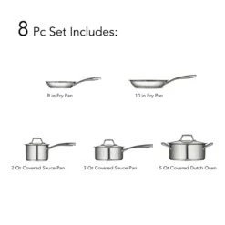 Tramontina Prima 8 Pc Stainless Steel Cookware Set -Tramontina 80101201IXI001G