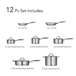 Tramontina Prima 12 Pc Stainless Steel Cookware Set 29 Tramontina Prima 12 Pc Stainless Steel Cookware Set -Tramontina 80101203IXI001G