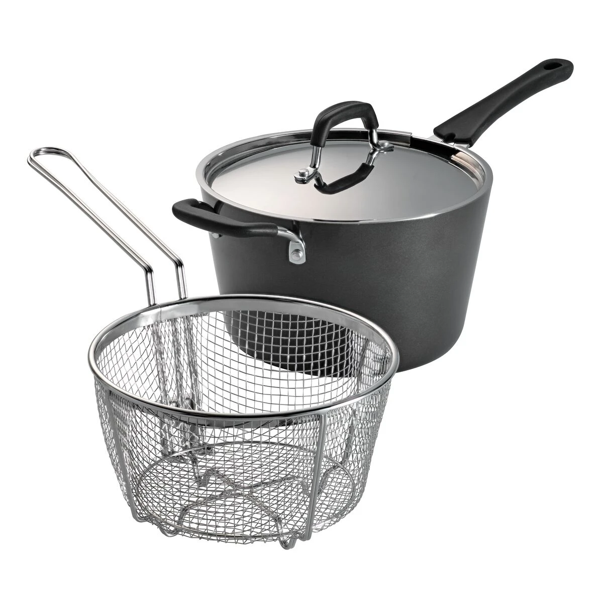 Tramontina 5.5 Qt Aluminum Deep Fryer With Helper Handle - Charcoal Gray 4 Tramontina 5.5 Qt Aluminum Deep Fryer With Helper Handle - Charcoal Gray - Image 2