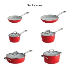 Tramontina 10 Pc Cold-Forged Induction Ceramic Cookware Set - Red 15 Tramontina 10 Pc Cold-Forged Induction Ceramic Cookware Set - Red -Tramontina 80110032IXM008G
