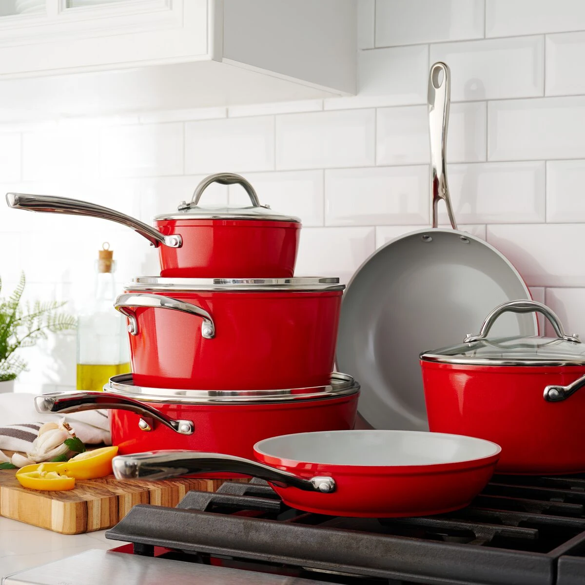 Tramontina 10 Pc Cold-Forged Induction Ceramic Cookware Set - Red 3 Tramontina 10 Pc Cold-Forged Induction Ceramic Cookware Set - Red