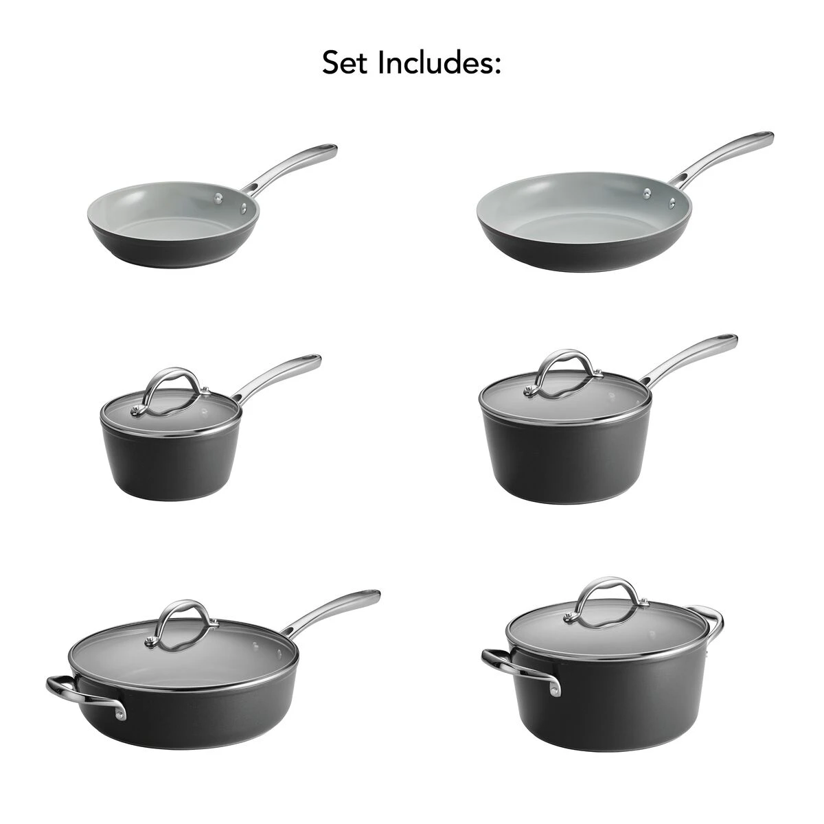 Tramontina 10 Pc Cold-Forged Induction Ceramic Cookware Set - Black 4 Tramontina 10 Pc Cold-Forged Induction Ceramic Cookware Set - Black - Image 2