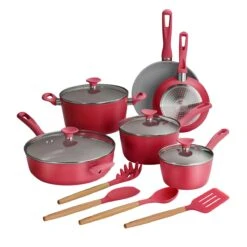 Tramontina 14 Pc Ceramic Induction-Ready Cookware Set - Red 15 Tramontina 14 Pc Ceramic Induction-Ready Cookware Set - Red -Tramontina 80110034IXM001G