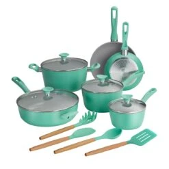Tramontina 14 Pc Ceramic Induction-Ready Cookware Set Teal -Tramontina 80110036IXM001G