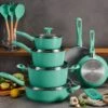 Tramontina 14 Pc Ceramic Induction-Ready Cookware Set Teal -Tramontina 80110036PRM001G