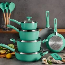 Tramontina 14 Pc Ceramic Induction-Ready Cookware Set Teal