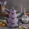 Tramontina 14 Pc Ceramic Induction-Ready Cookware Set - Purple -Tramontina 80110037PRM001G