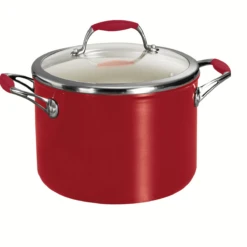 Tramontina 6 Qt Ceramic Covered Stock Pot - Red