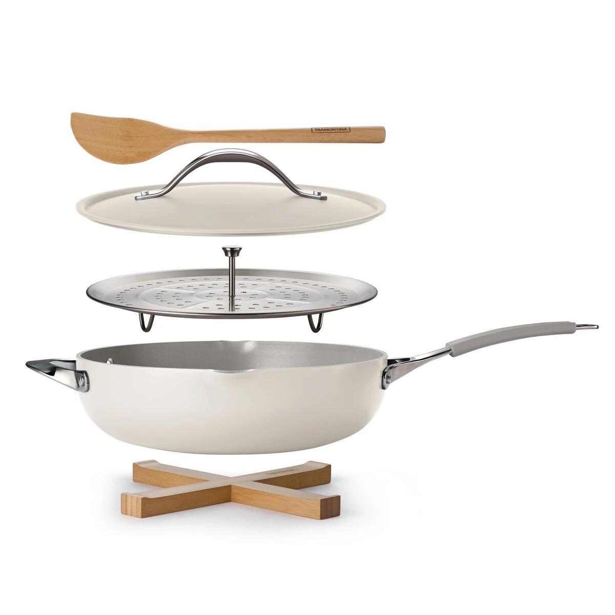 Tramontina All In One Plus Pan, 5 Qt Ceramic Non Stick - Parchment White 15 Tramontina All In One Plus Pan, 5 Qt Ceramic Non Stick - Parchment White - Image 13