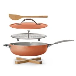 Tramontina All In One Plus Pan, 5 Qt Ceramic Non Stick - Persimmon Orange -Tramontina 80110084IXM001G