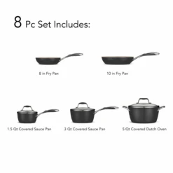 Tramontina 8 Pc Ceramic Cookware Set - Black 15 Tramontina 8 Pc Ceramic Cookware Set - Black -Tramontina 80110200ANI001G