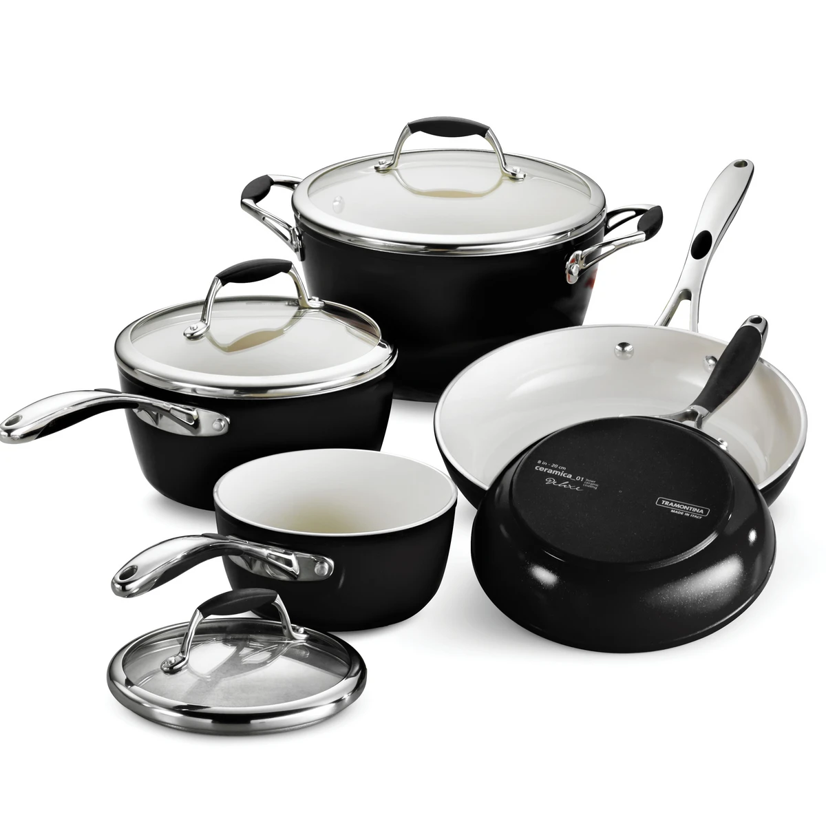 Tramontina 8 Pc Ceramic Cookware Set - Black 4 Tramontina 8 Pc Ceramic Cookware Set - Black - Image 2