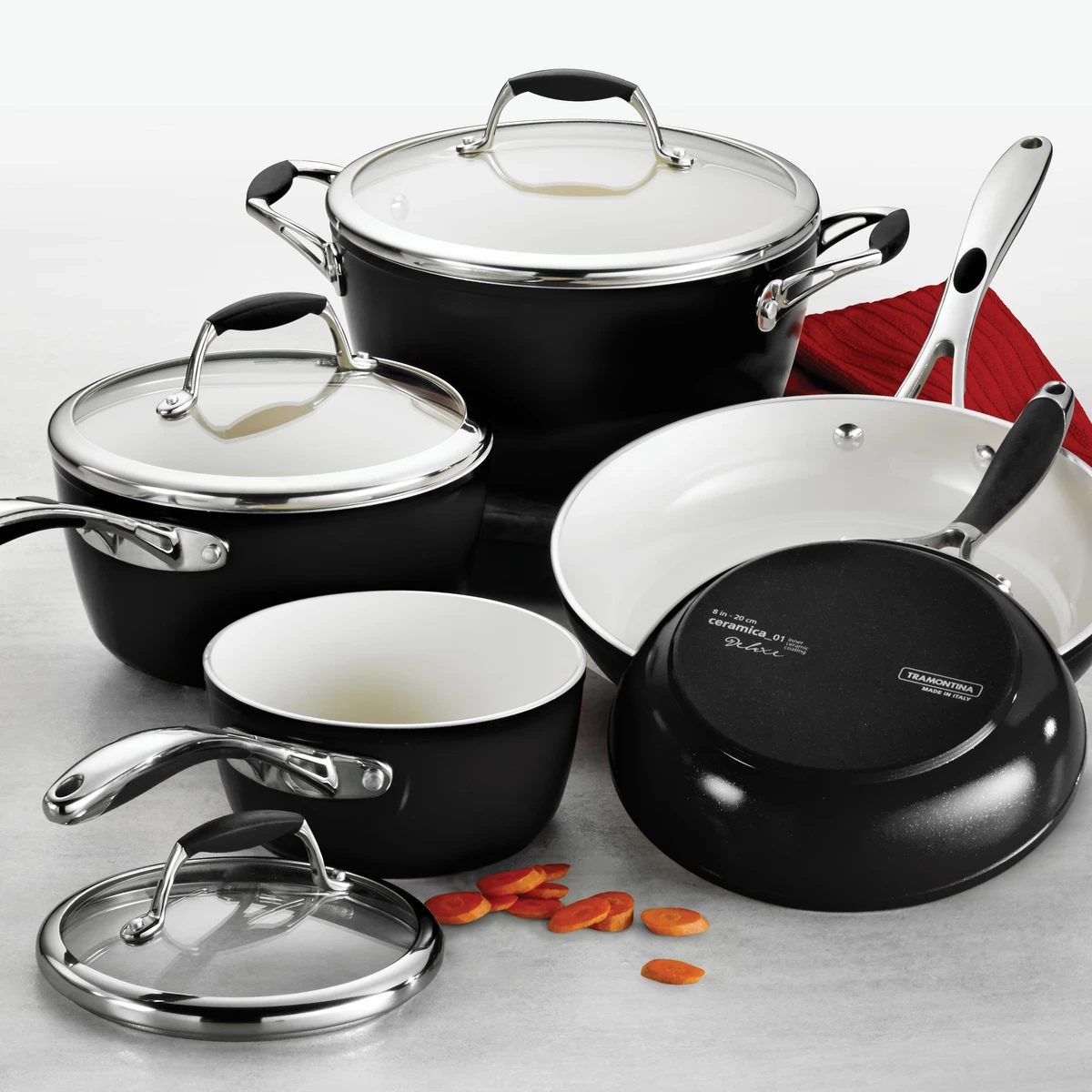 Tramontina 8 Pc Ceramic Cookware Set - Black 3 Tramontina 8 Pc Ceramic Cookware Set - Black