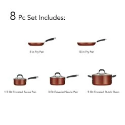 Tramontina Ceramica 8 Pc Cookware Set - Metallic Copper 10 Tramontina Ceramica 8 Pc Cookware Set - Metallic Copper -Tramontina 80110219IXI002G
