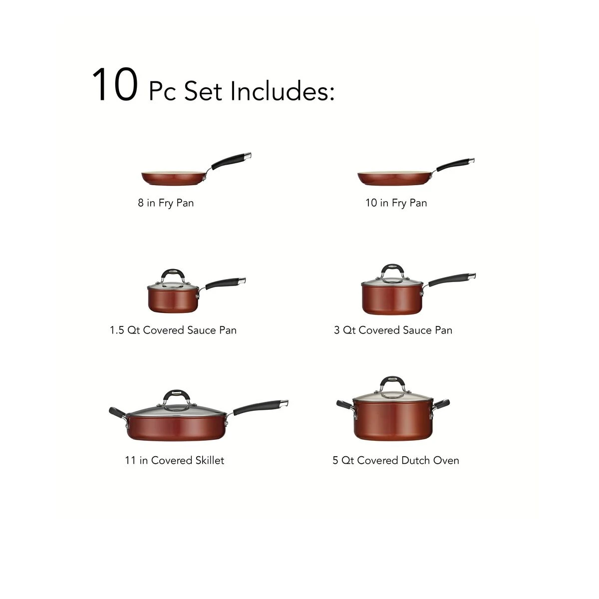 Tramontina Ceramica 10 Pc Cookware Set - Metallic Copper 5 Tramontina Ceramica 10 Pc Cookware Set - Metallic Copper - Image 3