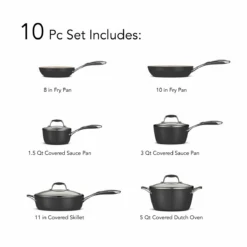 Tramontina 10 Pc Ceramic Cookware Set - Black -Tramontina 80110525ANM005G