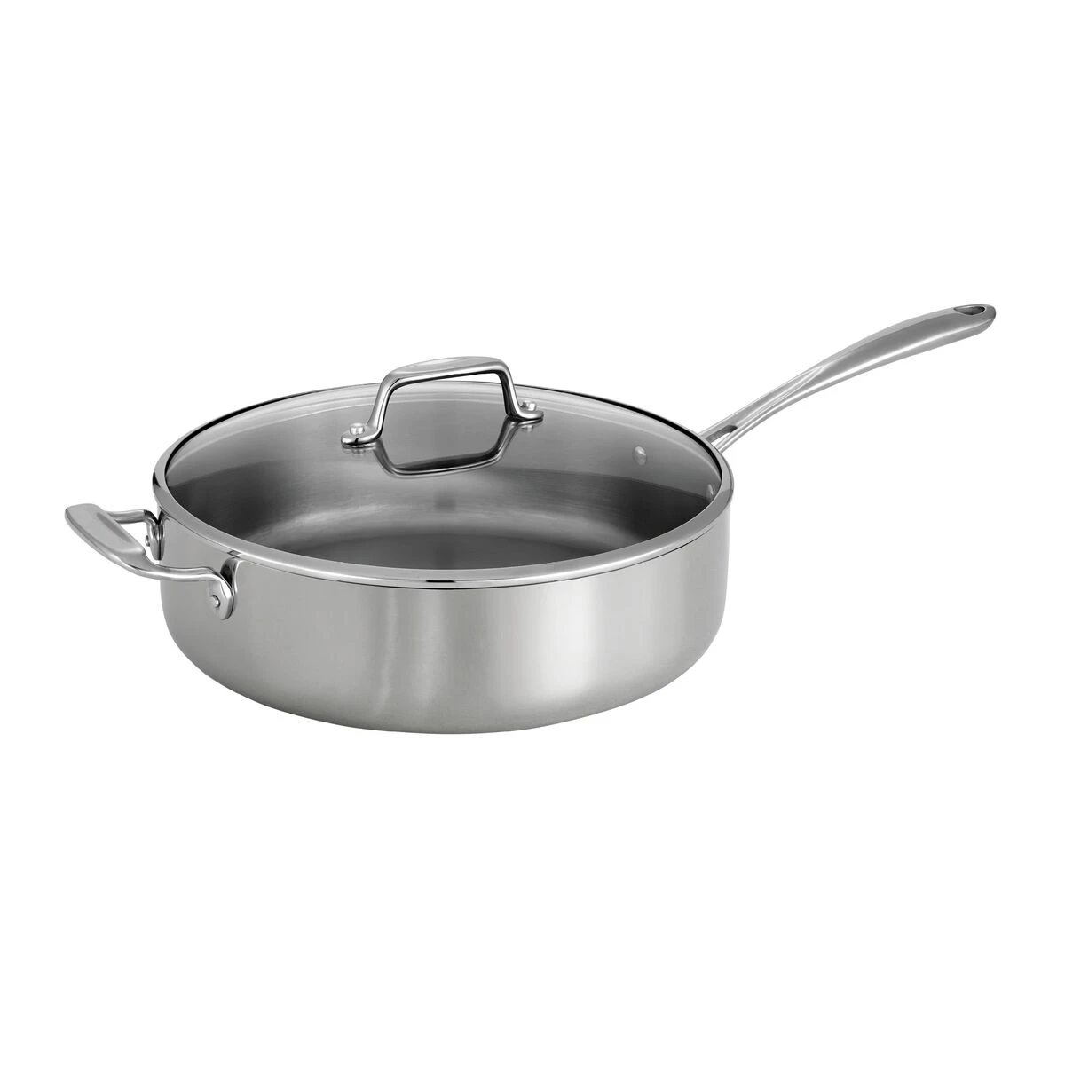 Tramontina 6 Qt Tri-Ply Clad Stainless Steel Covered Deep Sauté Pan - Glass Lids 4 Tramontina 6 Qt Tri-Ply Clad Stainless Steel Covered Deep Sauté Pan - Glass Lids - Image 2