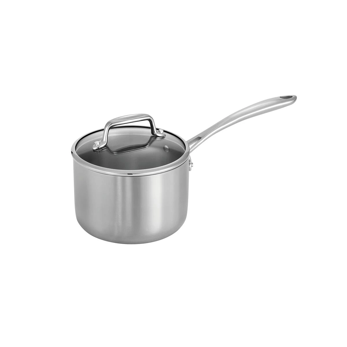 Tramontina Tri-Ply Clad 2 Qt Covered Stainless Steel Covered Sauce Pan - Glass Lid 4 Tramontina Tri-Ply Clad 2 Qt Covered Stainless Steel Covered Sauce Pan - Glass Lid - Image 2