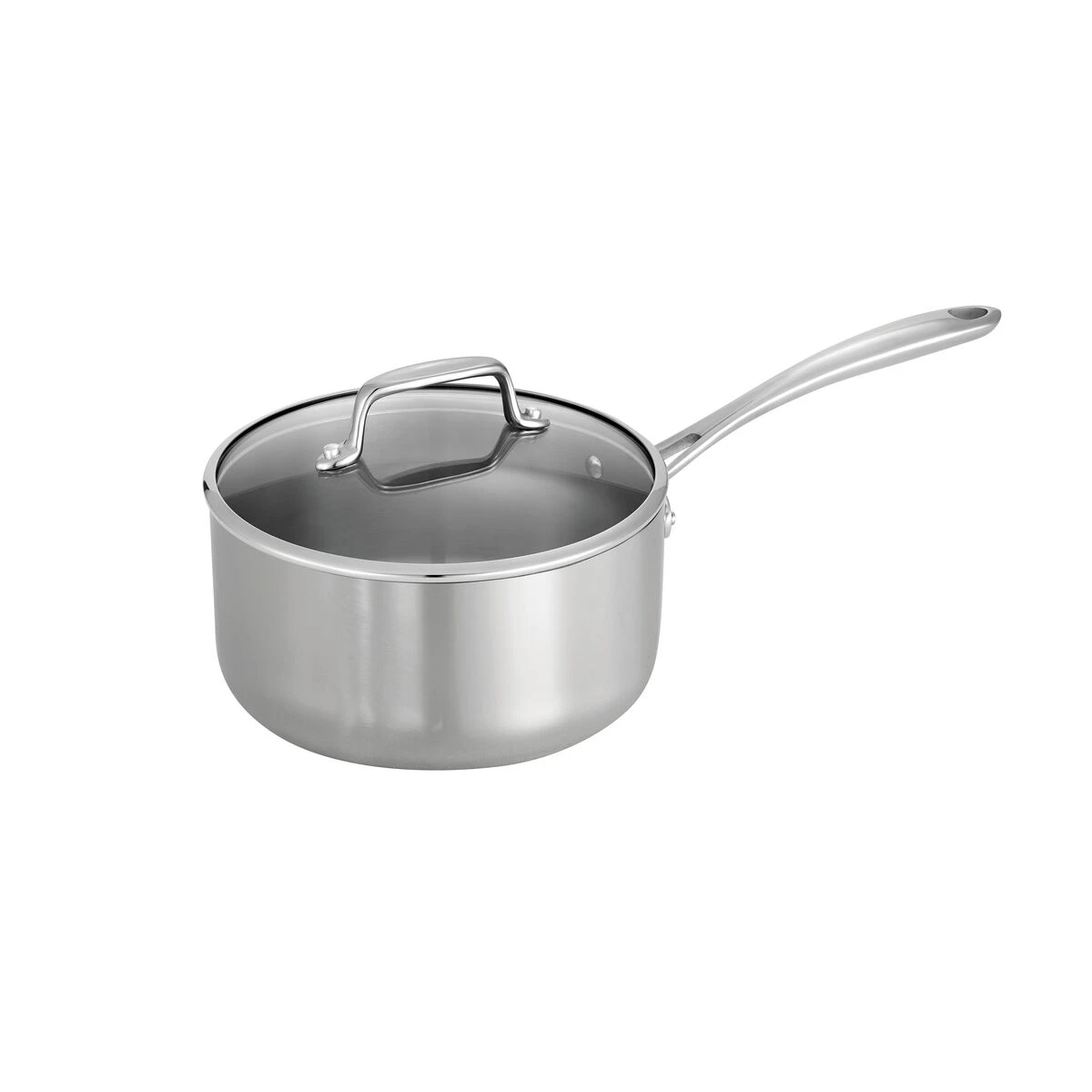 Tramontina Tri-Ply Clad 3 Qt Stainless Steel Covered Sauce Pan - Glass Lid 4 Tramontina Tri-Ply Clad 3 Qt Stainless Steel Covered Sauce Pan - Glass Lid - Image 2