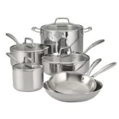 Tramontina Tri-Ply Clad 10 Pc Stainless Steel Cookware Set With Glass Lids 33 Tramontina Tri-Ply Clad 10 Pc Stainless Steel Cookware Set With Glass Lids -Tramontina 80116054IXM014G