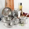 Tramontina Tri-Ply Clad 10 Pc Stainless Steel Cookware Set With Glass Lids 1 Tramontina Tri-Ply Clad 10 Pc Stainless Steel Cookware Set With Glass Lids -Tramontina 80116054PRM001G