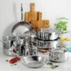 Tramontina Tri-Ply Clad 12 Pc Stainless Steel Cookware Set With Glass Lids 1 Tramontina Tri-Ply Clad 12 Pc Stainless Steel Cookware Set With Glass Lids -Tramontina 80116055PDM001G
