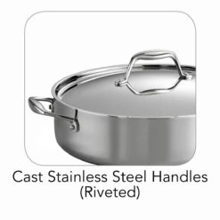 Tramontina Tri-Ply Clad 6 Qt Covered Stainless Steel Deep Sauté Pan 10 Tramontina Tri-Ply Clad 6 Qt Covered Stainless Steel Deep Sauté Pan -Tramontina 80116073IXI002G