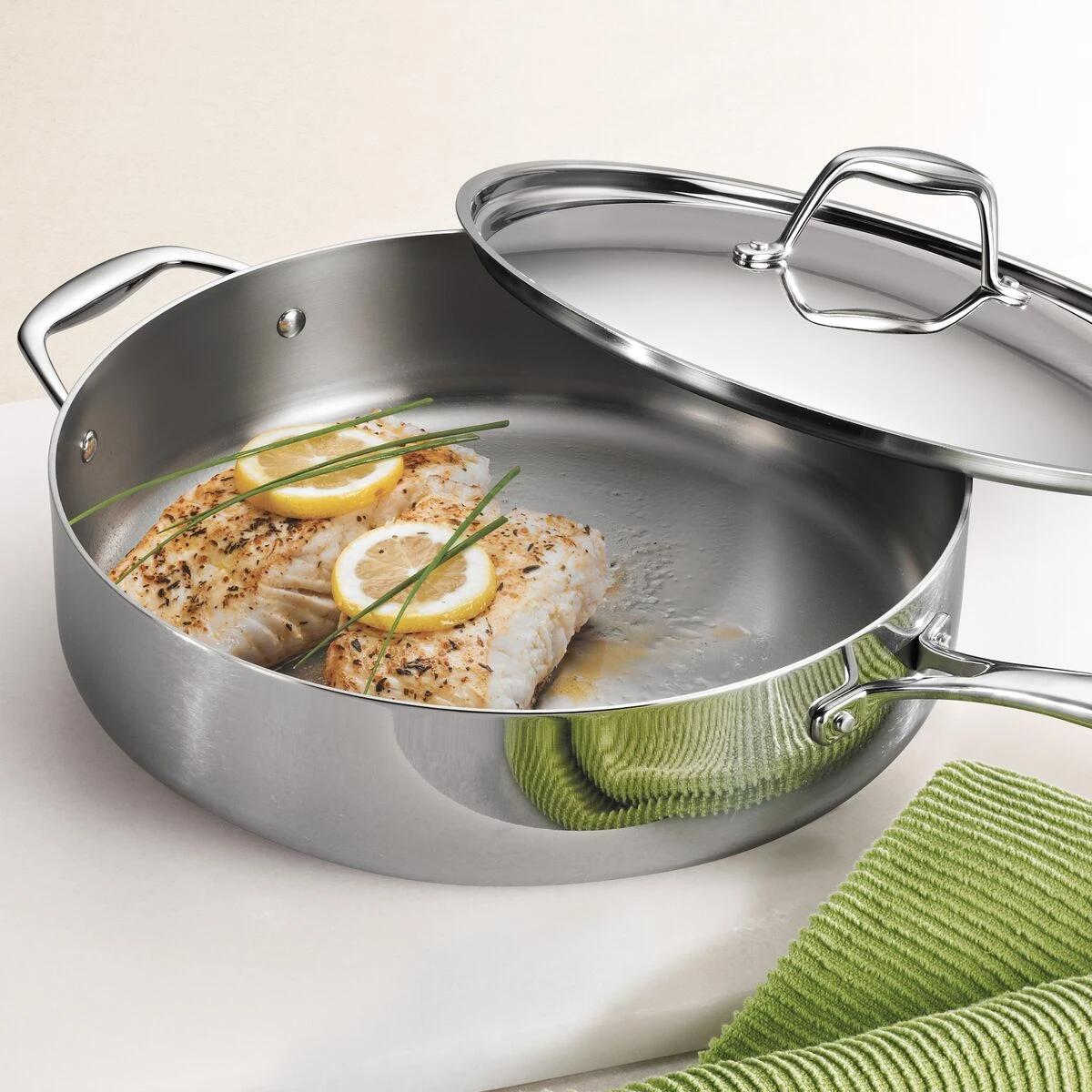 Tramontina Tri-Ply Clad 6 Qt Covered Stainless Steel Deep Sauté Pan 3 Tramontina Tri-Ply Clad 6 Qt Covered Stainless Steel Deep Sauté Pan