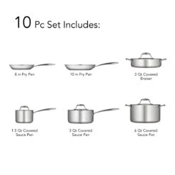 Tramontina 10 Pc Tri-Ply Clad Stainless Steel Cookware Set 22 Tramontina 10 Pc Tri-Ply Clad Stainless Steel Cookware Set -Tramontina 80116248IXI002G