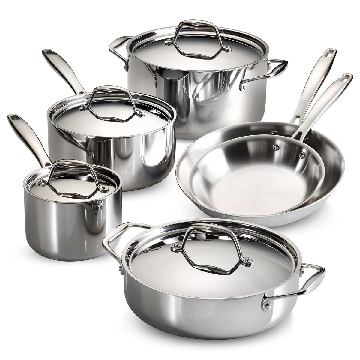 Tramontina 10 Pc Tri-Ply Clad Stainless Steel Cookware Set 4 Tramontina 10 Pc Tri-Ply Clad Stainless Steel Cookware Set - Image 2