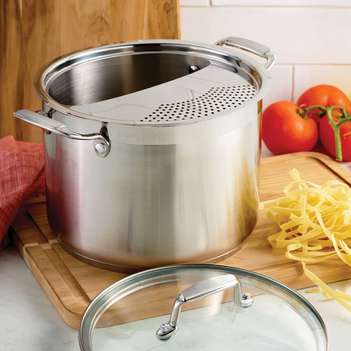 Tramontina 3 Pc - 6 Qt Stainless Steel Pasta Cooker 3 Tramontina 3 Pc - 6 Qt Stainless Steel Pasta Cooker