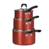 Tramontina 6 Pc Aluminum Stackable Sauce Pan Set - Metallic Red 2 Tramontina 6 Pc Aluminum Stackable Sauce Pan Set - Metallic Red -Tramontina 80124123PRM001G