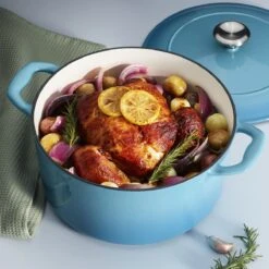 Tramontina 5.5 Qt Enameled Cast-Iron Series 1000 Covered Round Dutch Oven - Medium Blue