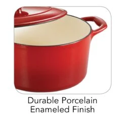 Tramontina 3.5 Qt Enameled Cast-Iron Series 1000 Covered Round Dutch Oven - Gradated Red -Tramontina 80131046IXI001G