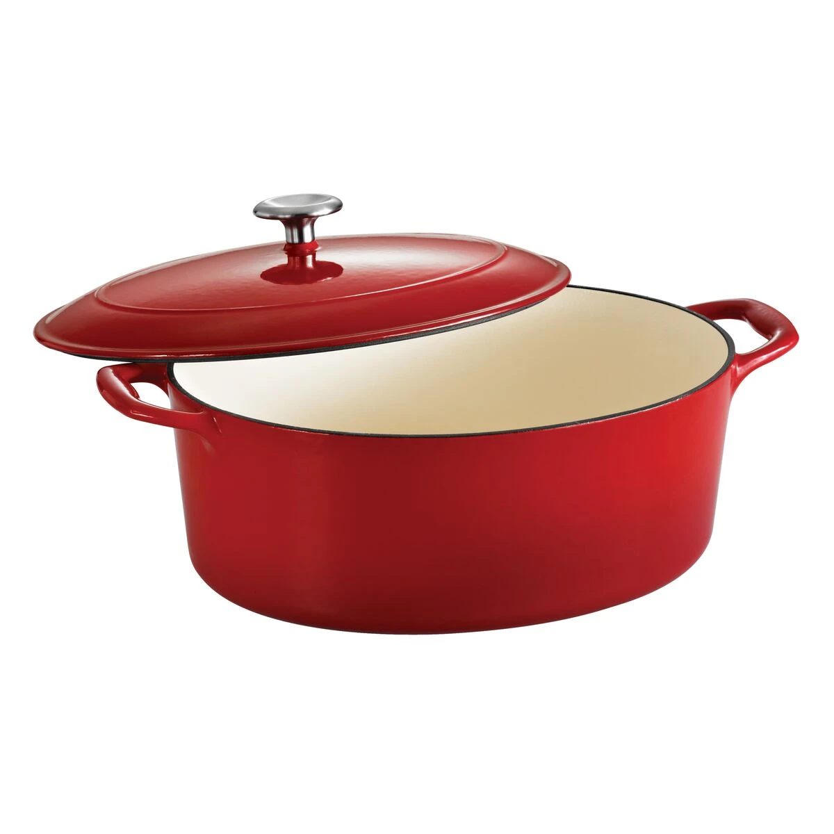 Tramontina 7 Qt Enameled Cast-Iron Series 1000 Covered Oval Dutch Oven - Gradated Red 4 Tramontina 7 Qt Enameled Cast-Iron Series 1000 Covered Oval Dutch Oven - Gradated Red - Image 2