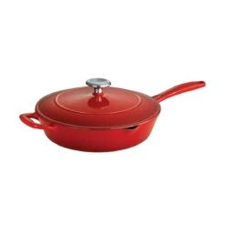 Tramontina 10 In Enameled Cast-Iron Series 1000 Covered Skillet - Gradated Red -Tramontina 80131057IXM002G