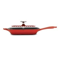 Tramontina 11 In Enameled Cast-Iron Series 1000 Grill Pan With Press - Gradated Red 12 Tramontina 11 In Enameled Cast-Iron Series 1000 Grill Pan With Press - Gradated Red -Tramontina 80131059IXM002G