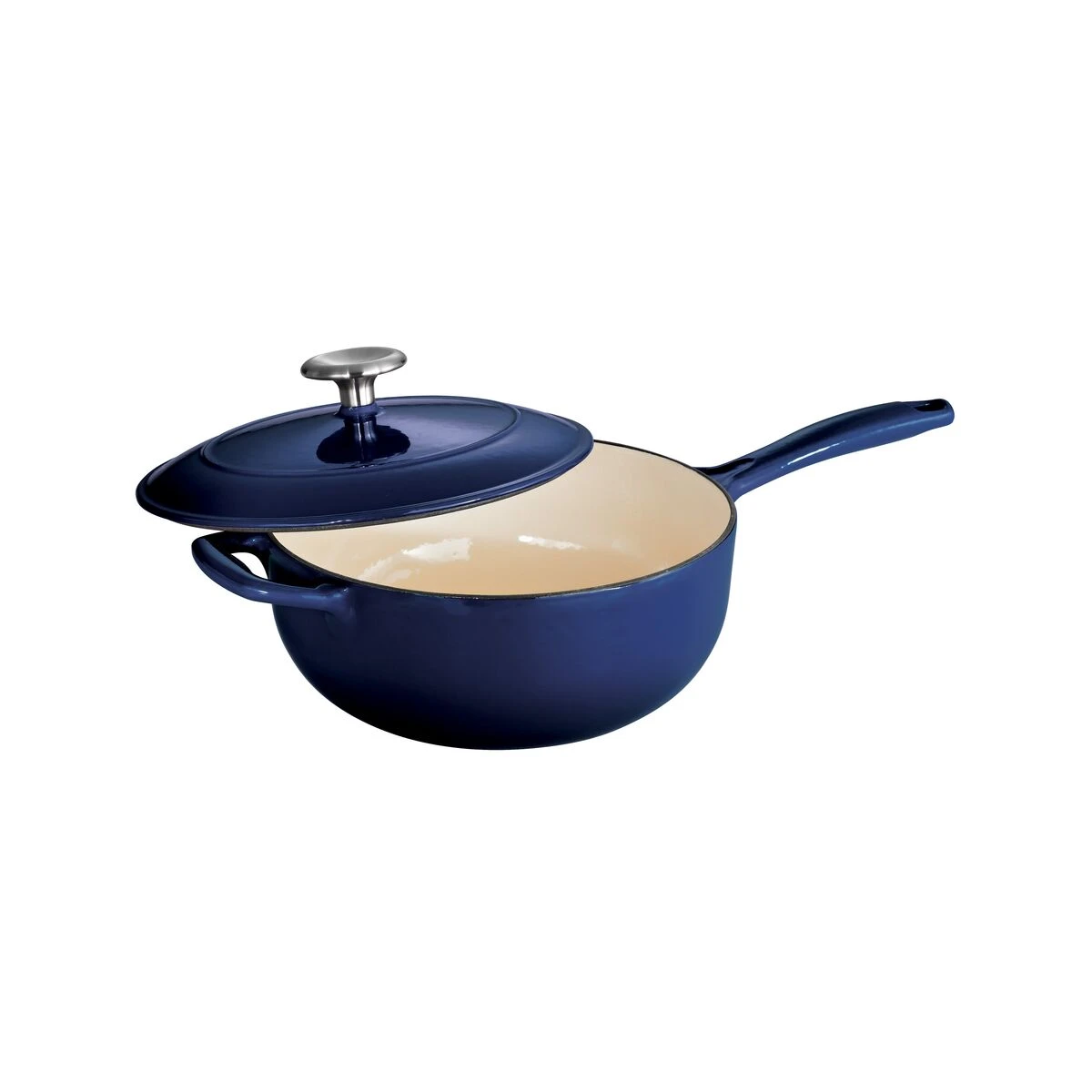 Tramontina 3 Qt Enameled Cast-Iron Series 1000 Covered Saucier - Gradated Cobalt 4 Tramontina 3 Qt Enameled Cast-Iron Series 1000 Covered Saucier - Gradated Cobalt - Image 2