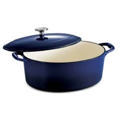 Tramontina 7 Qt Enameled Cast-Iron Oval Dutch Oven - Gradated Cobalt 9 Tramontina 7 Qt Enameled Cast-Iron Oval Dutch Oven - Gradated Cobalt -Tramontina 80131078PDM001G