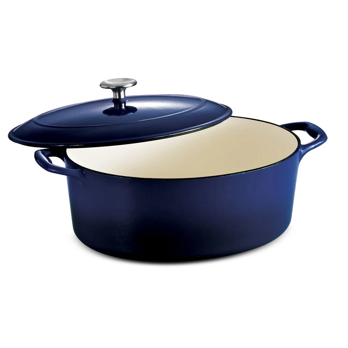 Tramontina 7 Qt Enameled Cast-Iron Oval Dutch Oven - Gradated Cobalt 4 Tramontina 7 Qt Enameled Cast-Iron Oval Dutch Oven - Gradated Cobalt - Image 2