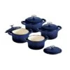 Tramontina 4 Pk - 10.5 Oz Enameled Cast Iron Covered Mini Cocotte - Cobalt Blue -Tramontina 80131104PRM001G