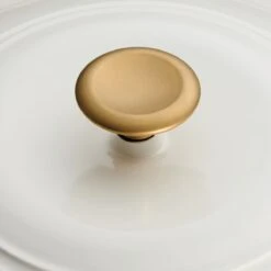 Tramontina 7 Qt Enameled Cast Iron Covered Tall Round Dutch Oven - Latte With Gold Knob -Tramontina 80131357IXM003G