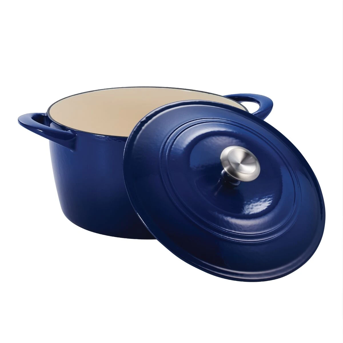 Tramontina 7 Qt Enameled Cast Iron Covered Tall Round Dutch Oven - Classic Blue 6 Tramontina 7 Qt Enameled Cast Iron Covered Tall Round Dutch Oven - Classic Blue - Image 4