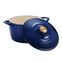 Tramontina 7 Qt Enameled Cast Iron Covered Tall Round Dutch Oven - Classic Blue With Gold Knob 12 Tramontina 7 Qt Enameled Cast Iron Covered Tall Round Dutch Oven - Classic Blue With Gold Knob -Tramontina 80131359IXM002G