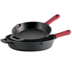 Tramontina Pre-seasoned Cast Iron 2 Pk Skillets With Silicone Grips 22 Tramontina Pre-seasoned Cast Iron 2 Pk Skillets With Silicone Grips -Tramontina 80131654ANM001G