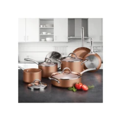 Tramontina 11 Pc Aluminum Nonstick Cookware Set- Copper 24 Tramontina 11 Pc Aluminum Nonstick Cookware Set- Copper -Tramontina 80143590ANM001G