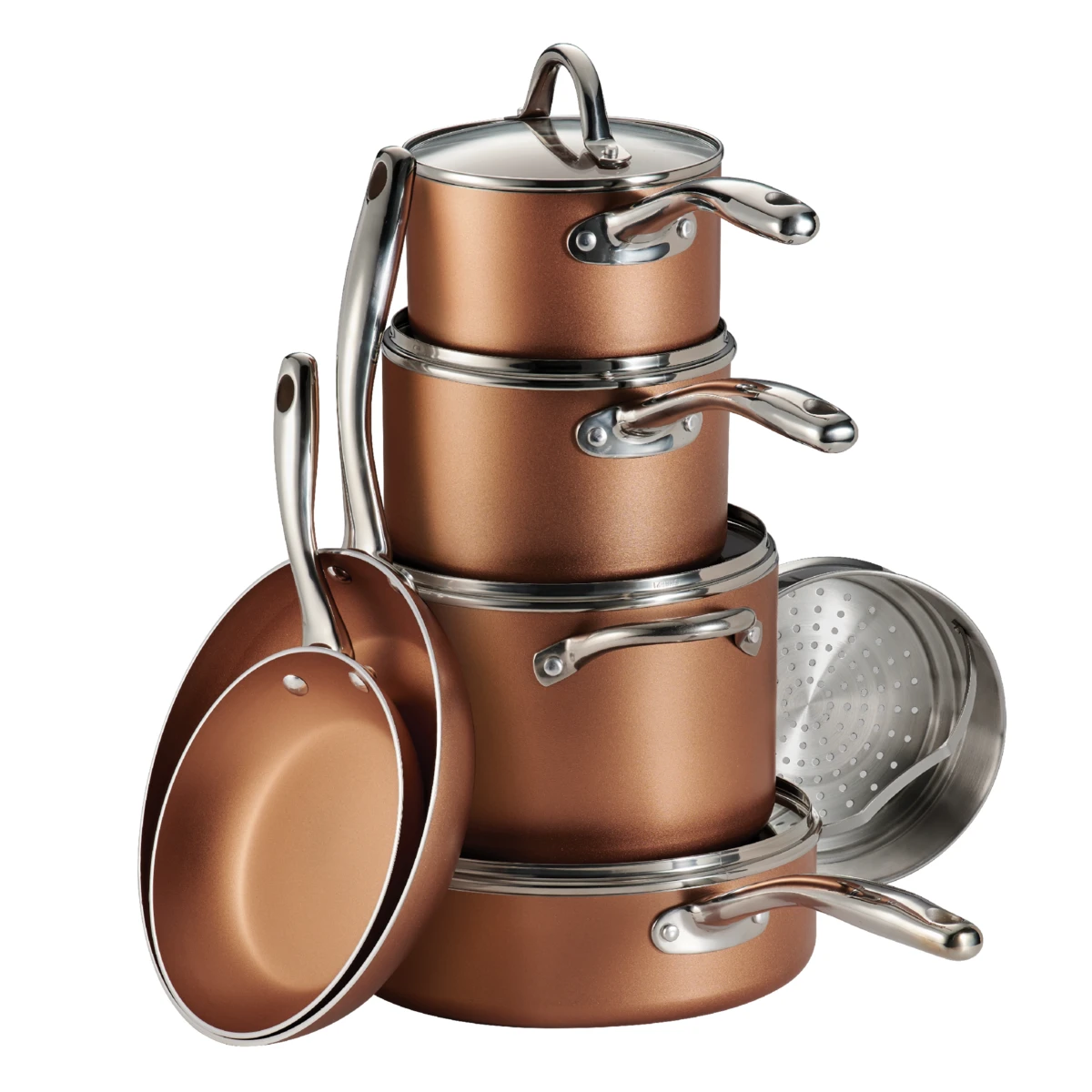 Tramontina 11 Pc Aluminum Nonstick Cookware Set- Copper 3 Tramontina 11 Pc Aluminum Nonstick Cookware Set- Copper