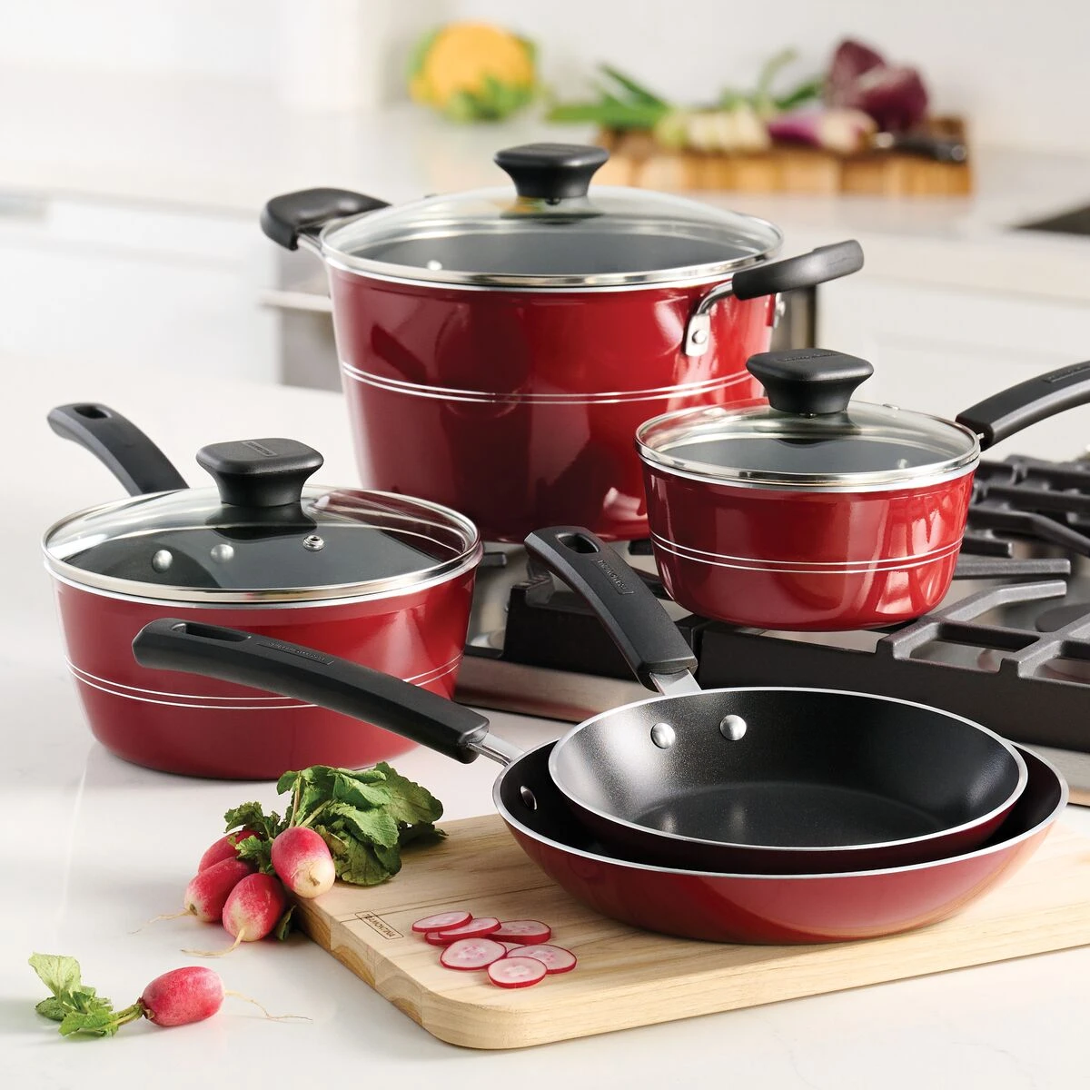 Tramontina Sicilia 8 Pc Aluminum Nonstick Cookware Set - Raspberry 3 Tramontina Sicilia 8 Pc Aluminum Nonstick Cookware Set - Raspberry